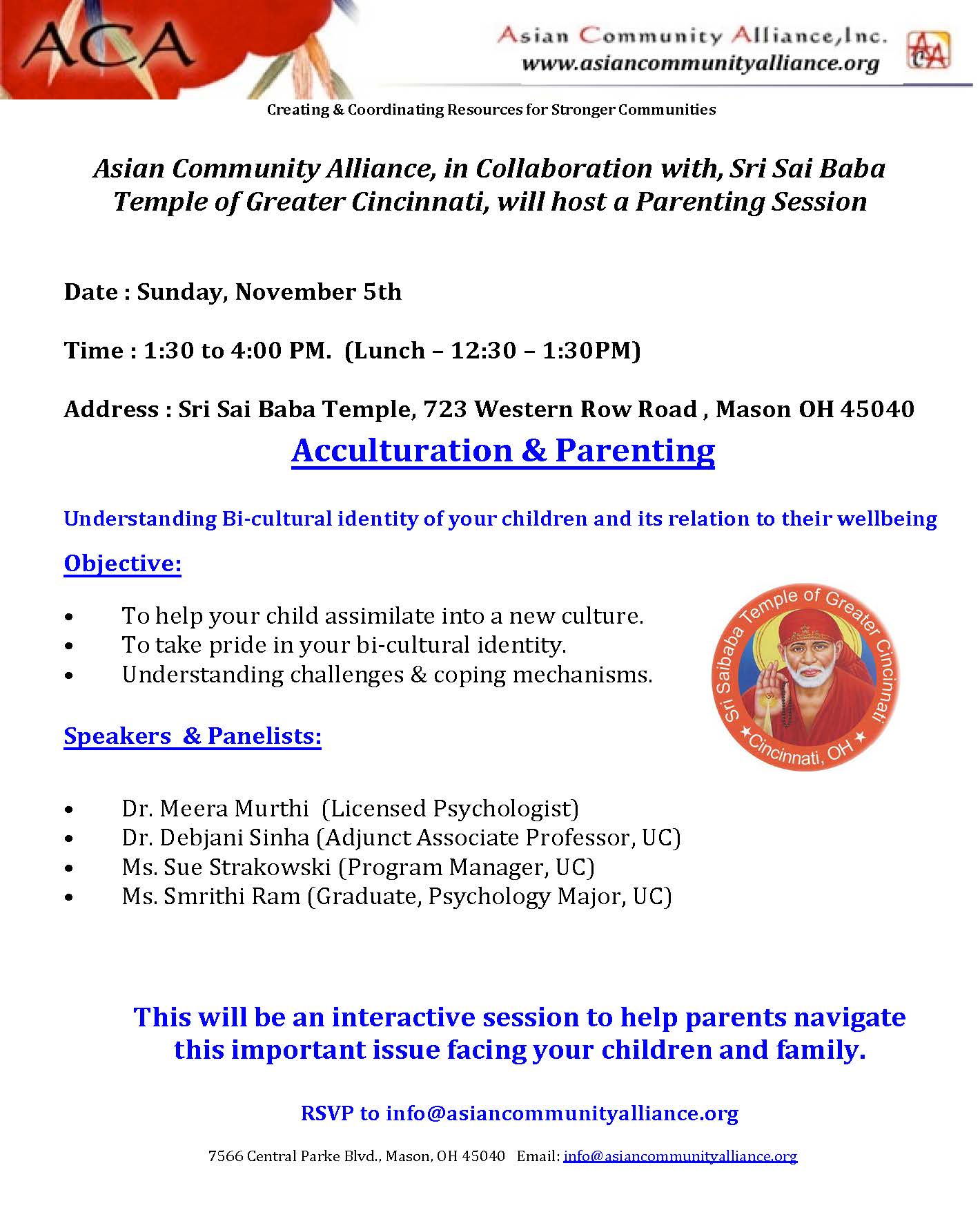 Parenting and Acculturation flyer